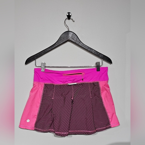 Lululemon Tennis Skirt Skort - Running Stripes Pink Raspberry Size 6 - Picture 3 of 4